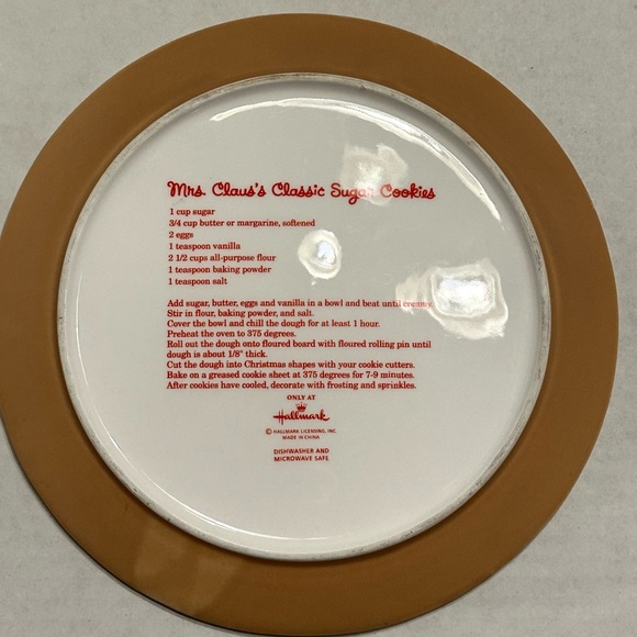 Hallmark Mrs Claus Sugar Cookie Recipe 10 inch Embossed Ceramic Cookie Plate - Picture 2 of 4